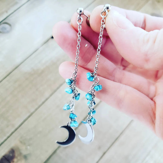 Turquoise stud duster earrings