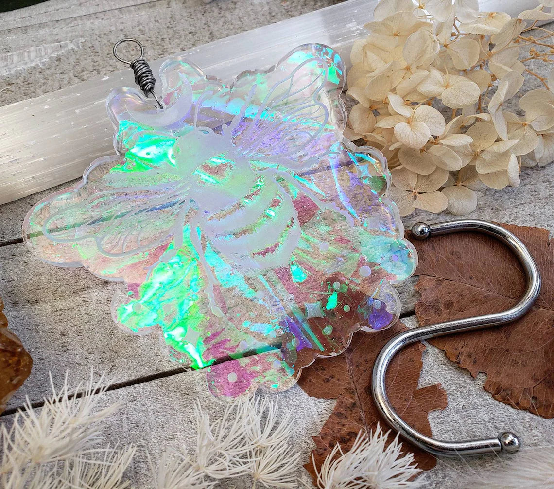 Holographic bee suncatcher