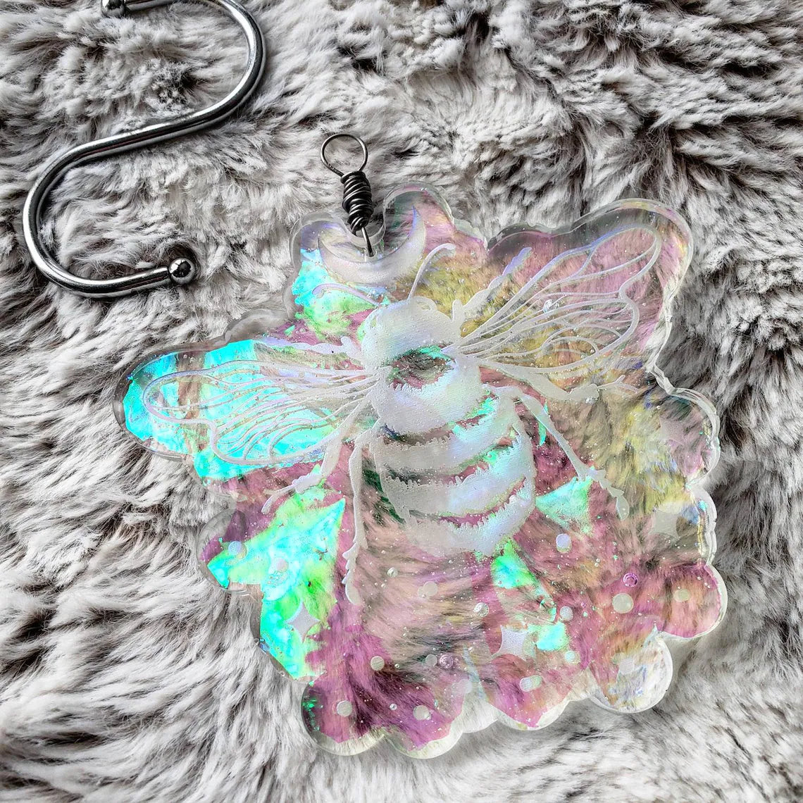 Holographic bee suncatcher