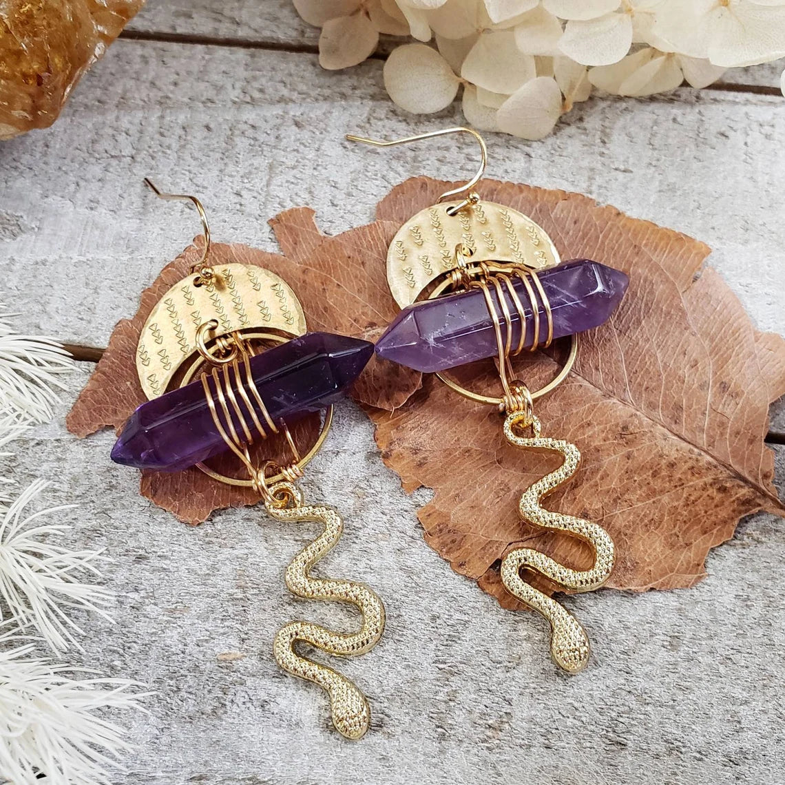 Athena serpent earrings