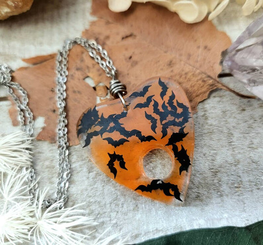 Spooky Bat planchette necklace