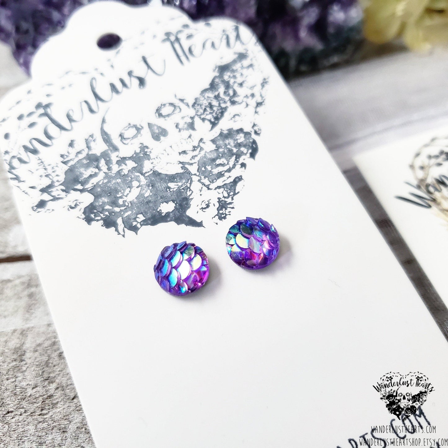 Mermaid scale stud earrings-Wanderlust Hearts