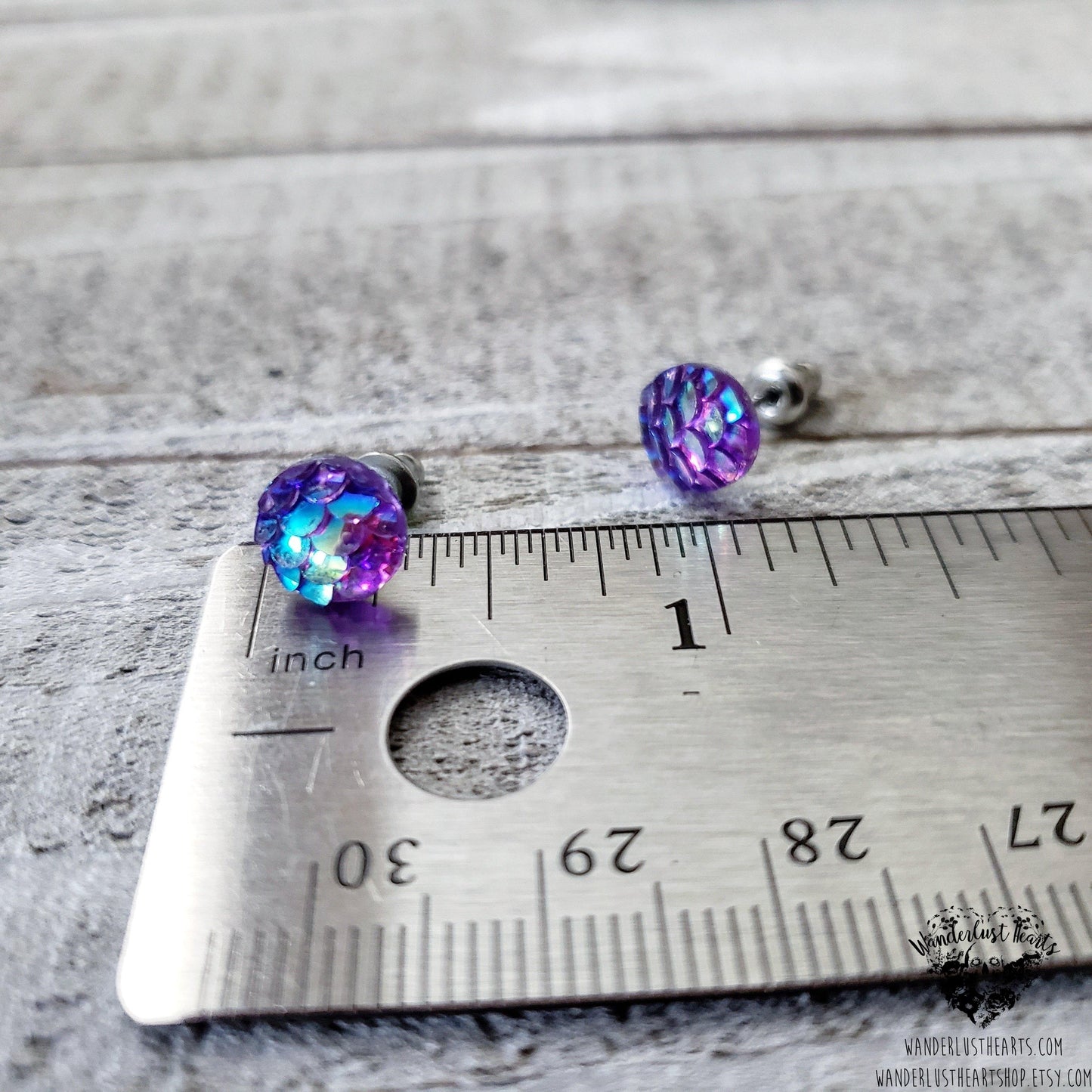 Mermaid scale stud earrings-Wanderlust Hearts