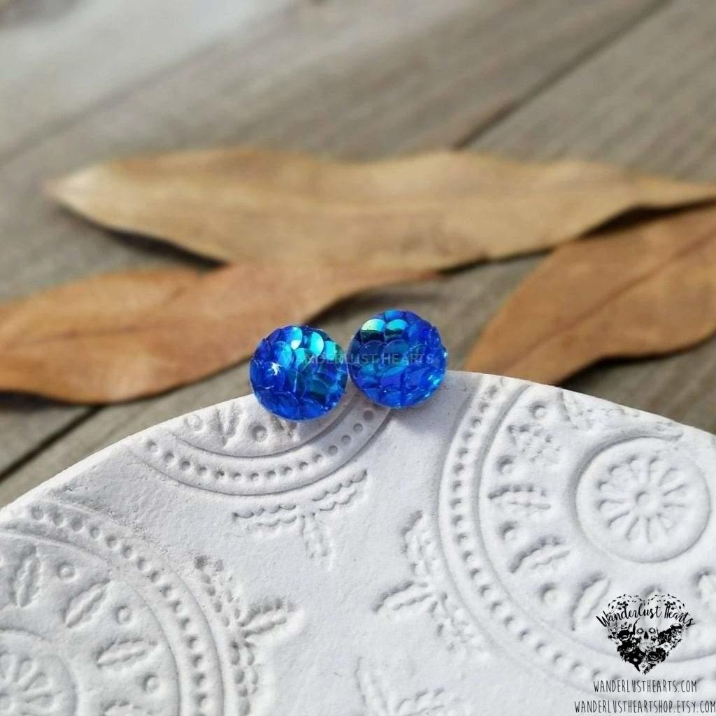 Mermaid scale stud earrings-Wanderlust Hearts