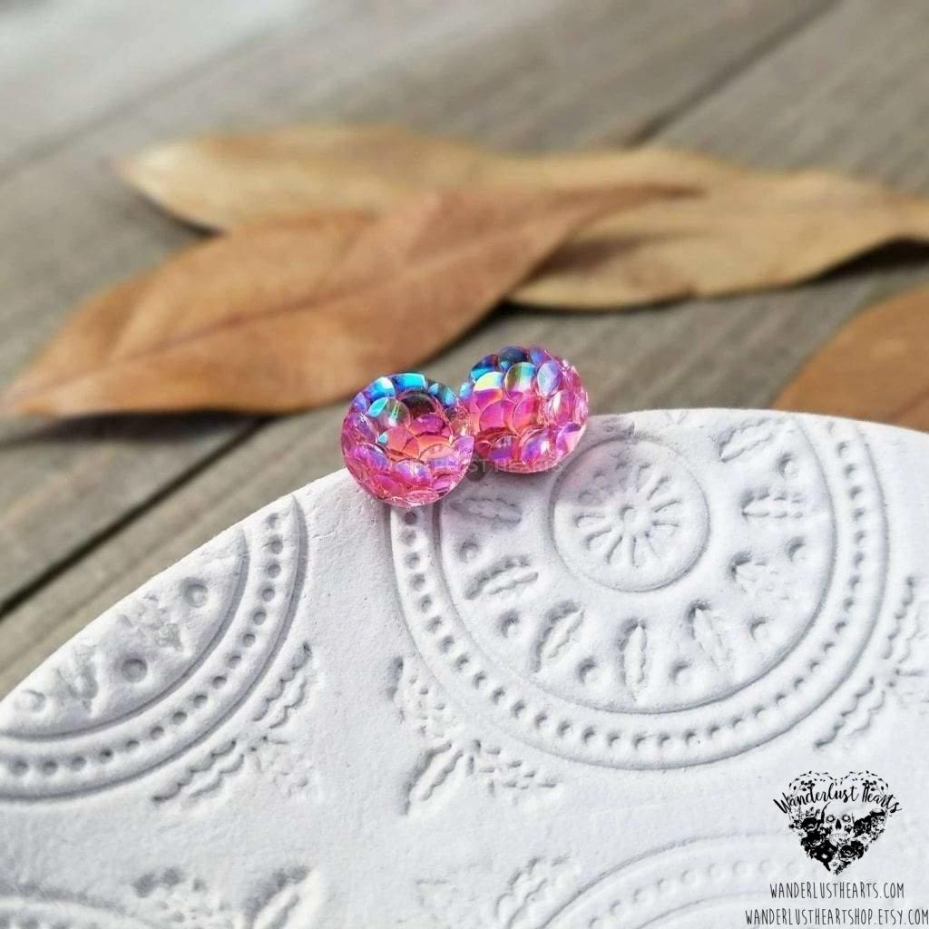 Mermaid scale stud earrings-Wanderlust Hearts