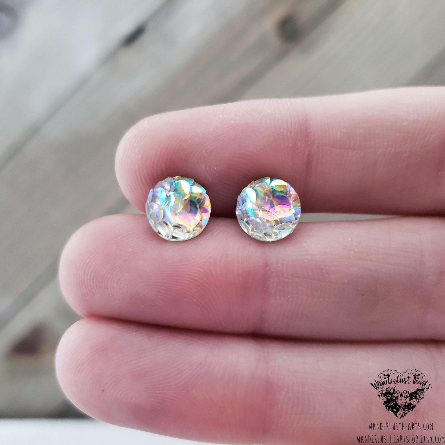 Mermaid scale stud earrings-Wanderlust Hearts