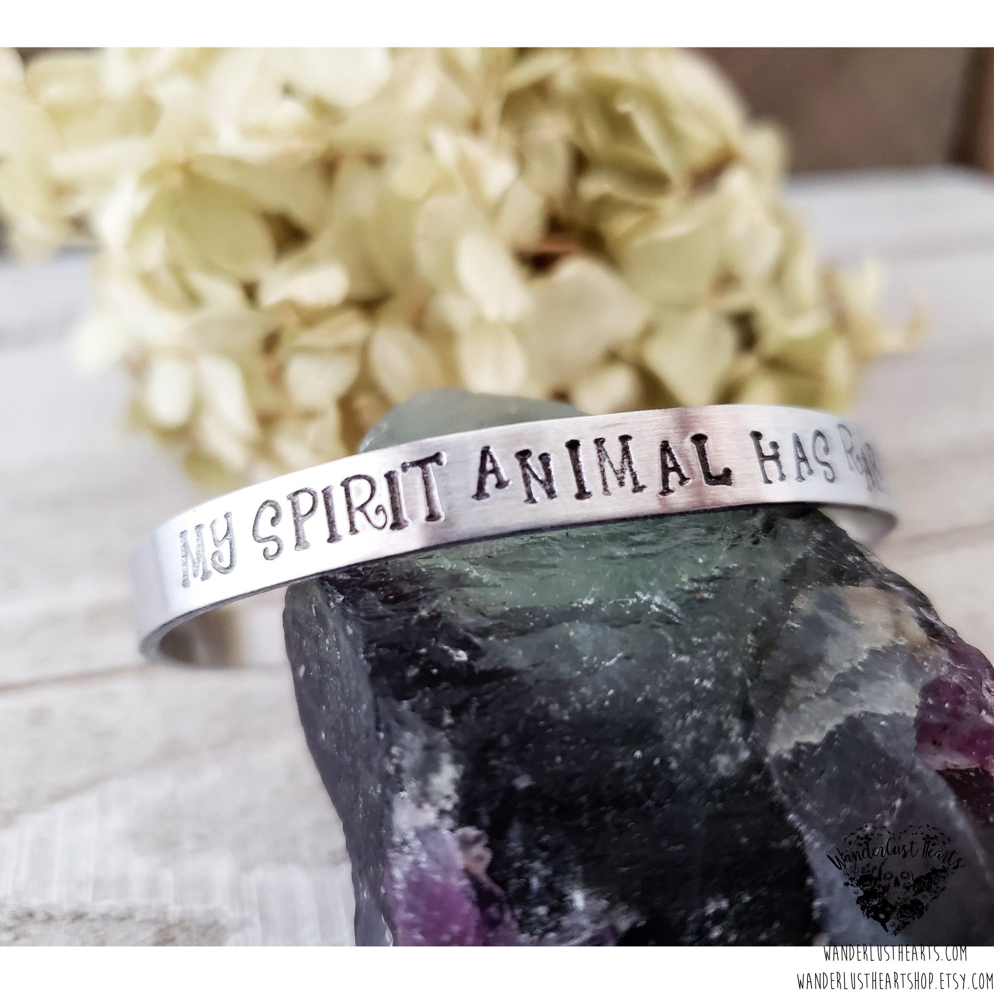 My spirit animal has rabies cuff bracelet-Wanderlust Hearts