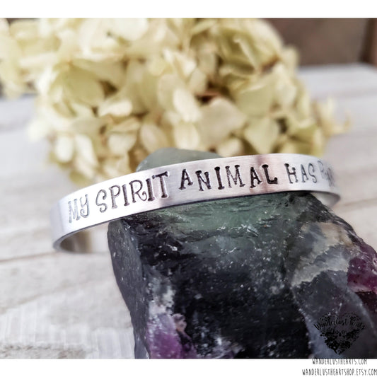 My spirit animal has rabies cuff bracelet-Wanderlust Hearts