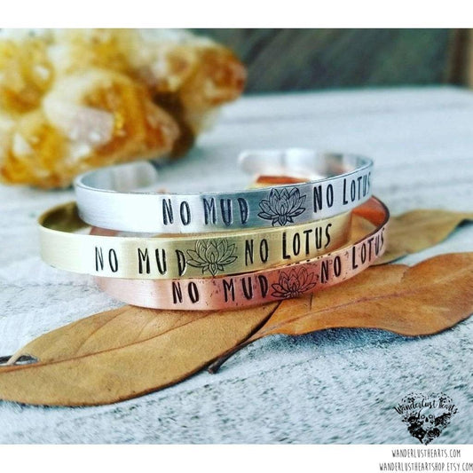 No mud No lotus Cuff bracelet-Wanderlust Hearts
