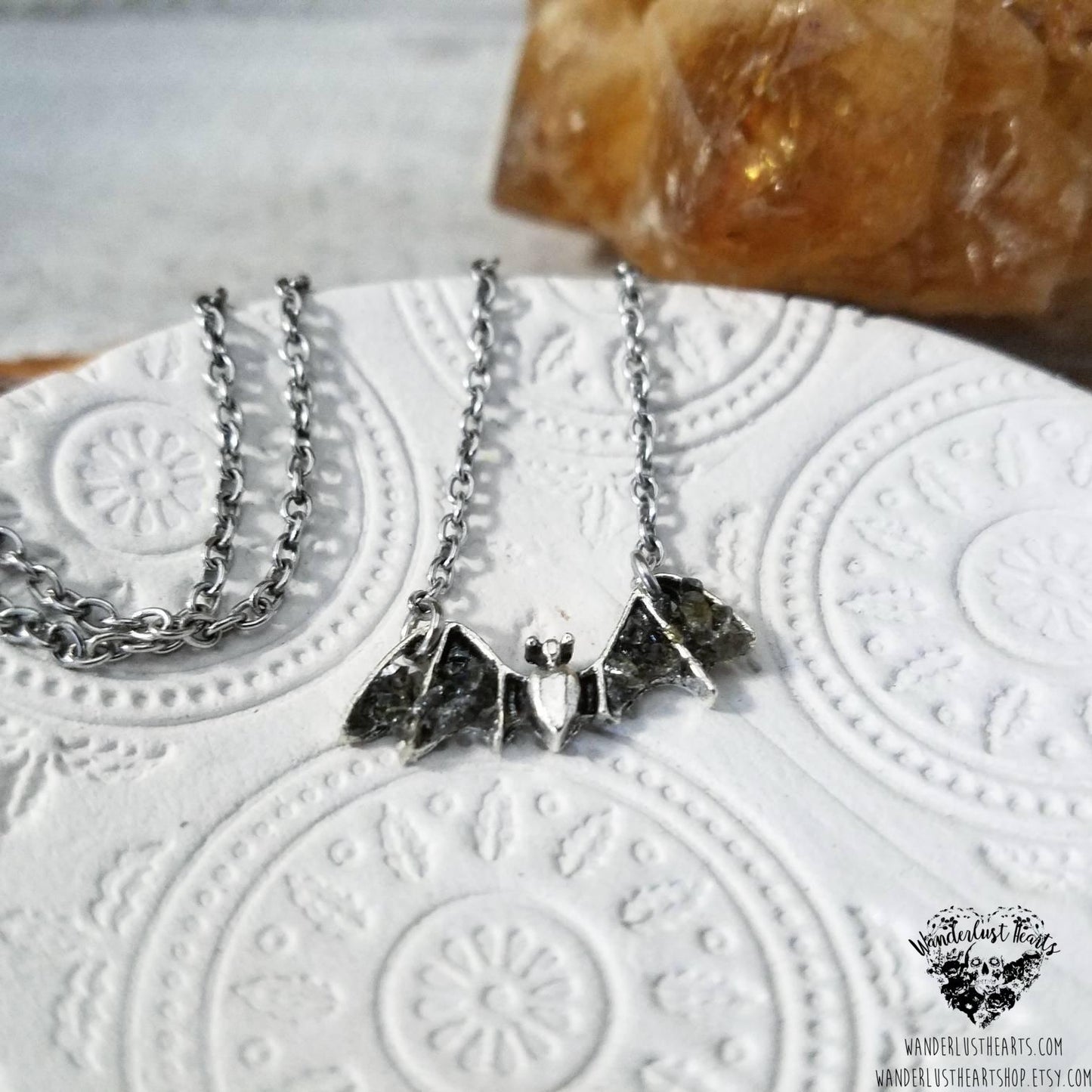 Obsidian Bat necklace-Wanderlust Hearts