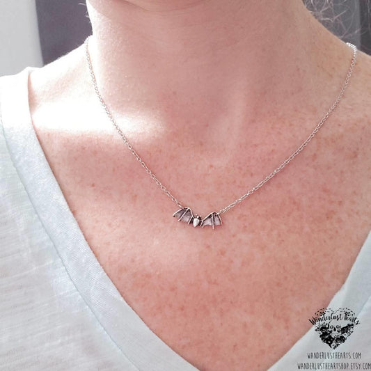 Obsidian Bat necklace-Wanderlust Hearts
