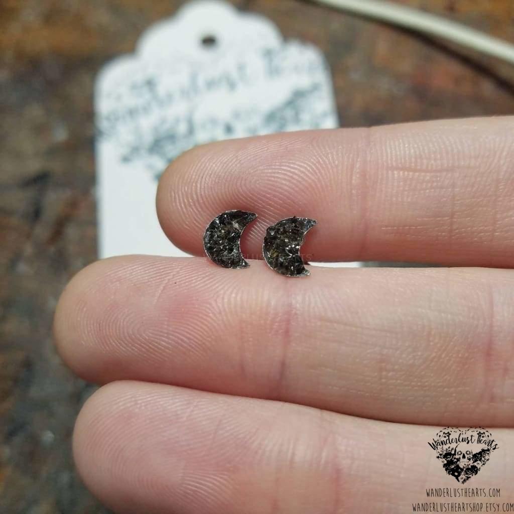 Obsidian moon stud earrings-Wanderlust Hearts