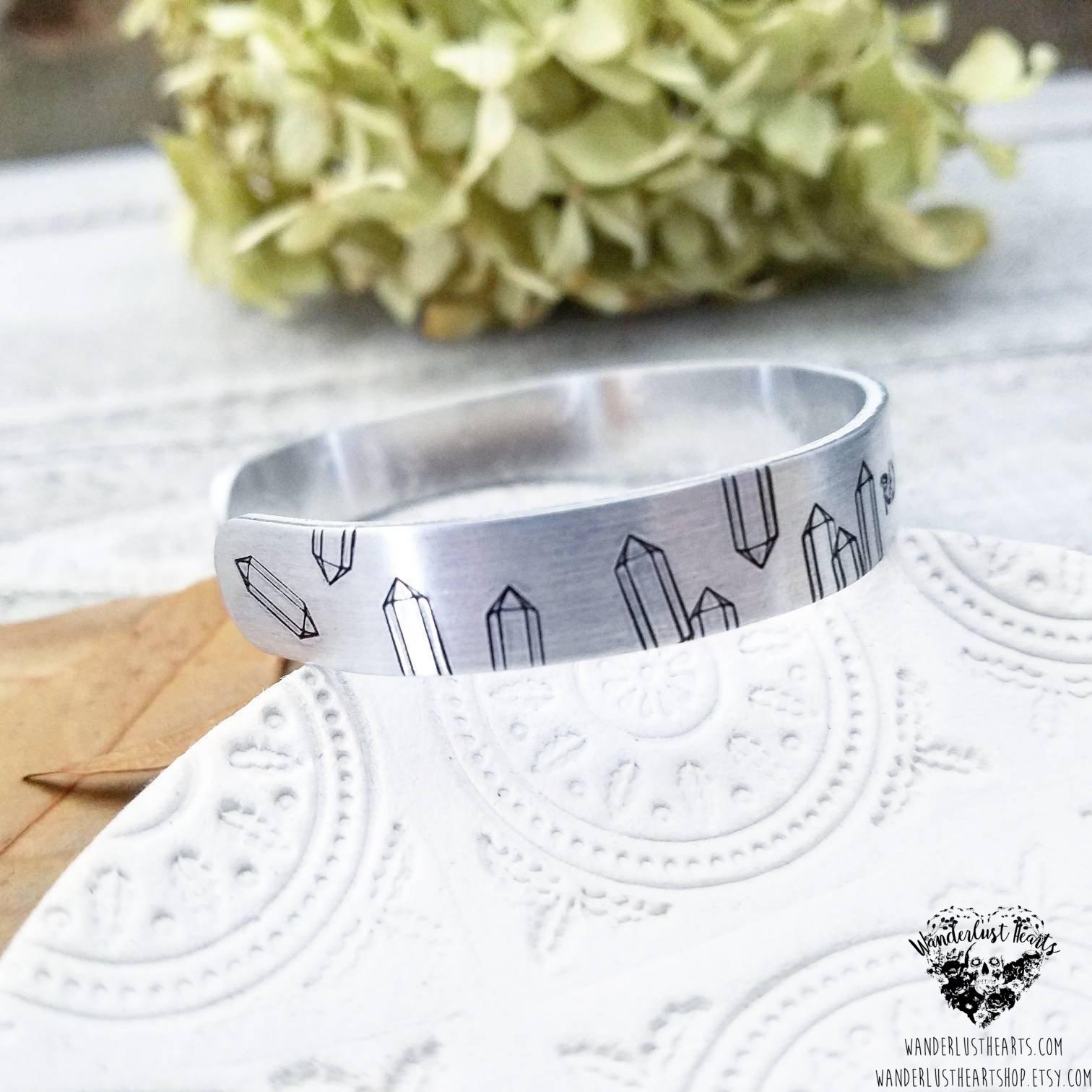 Radiate positive vibes stamped cuff bracelet-Wanderlust Hearts