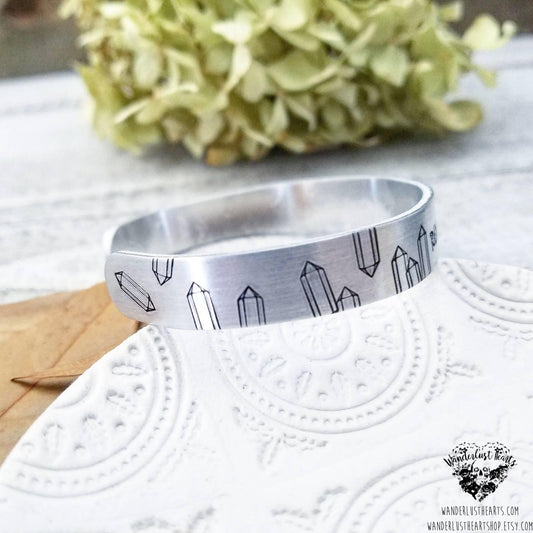 Radiate positive vibes stamped cuff bracelet-Wanderlust Hearts
