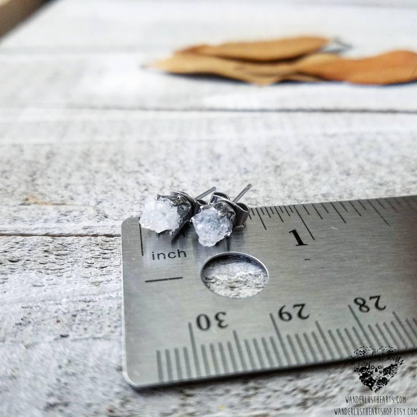 Raw Druzy crystal stud earrings-Wanderlust Hearts