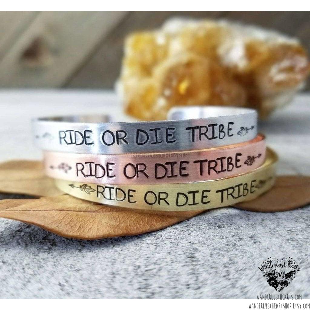 Ride or Die tribe cuff bracelet-Wanderlust Hearts
