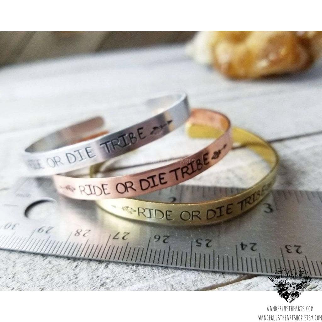 Ride or Die tribe cuff bracelet-Wanderlust Hearts