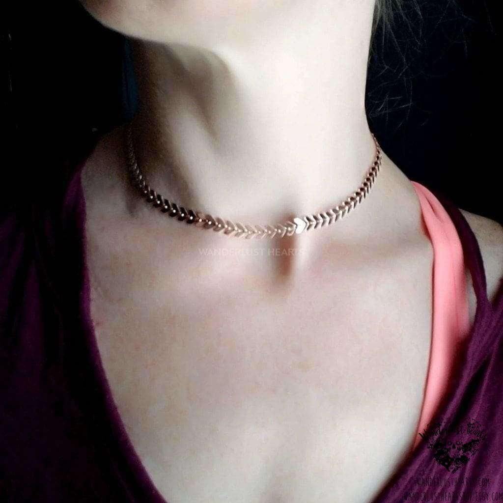 Rose gold Chevron choker-Wanderlust Hearts