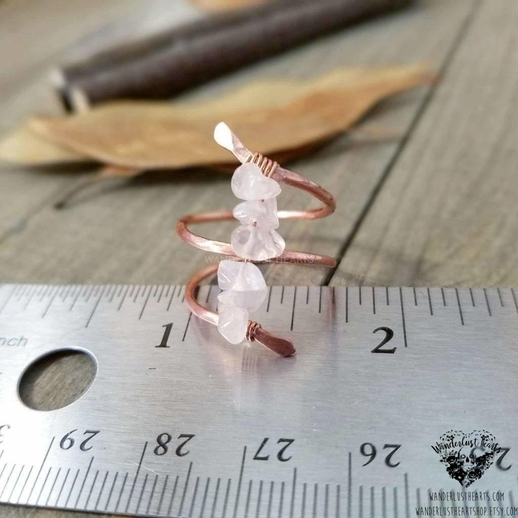 Rose quartz copper ring-Wanderlust Hearts