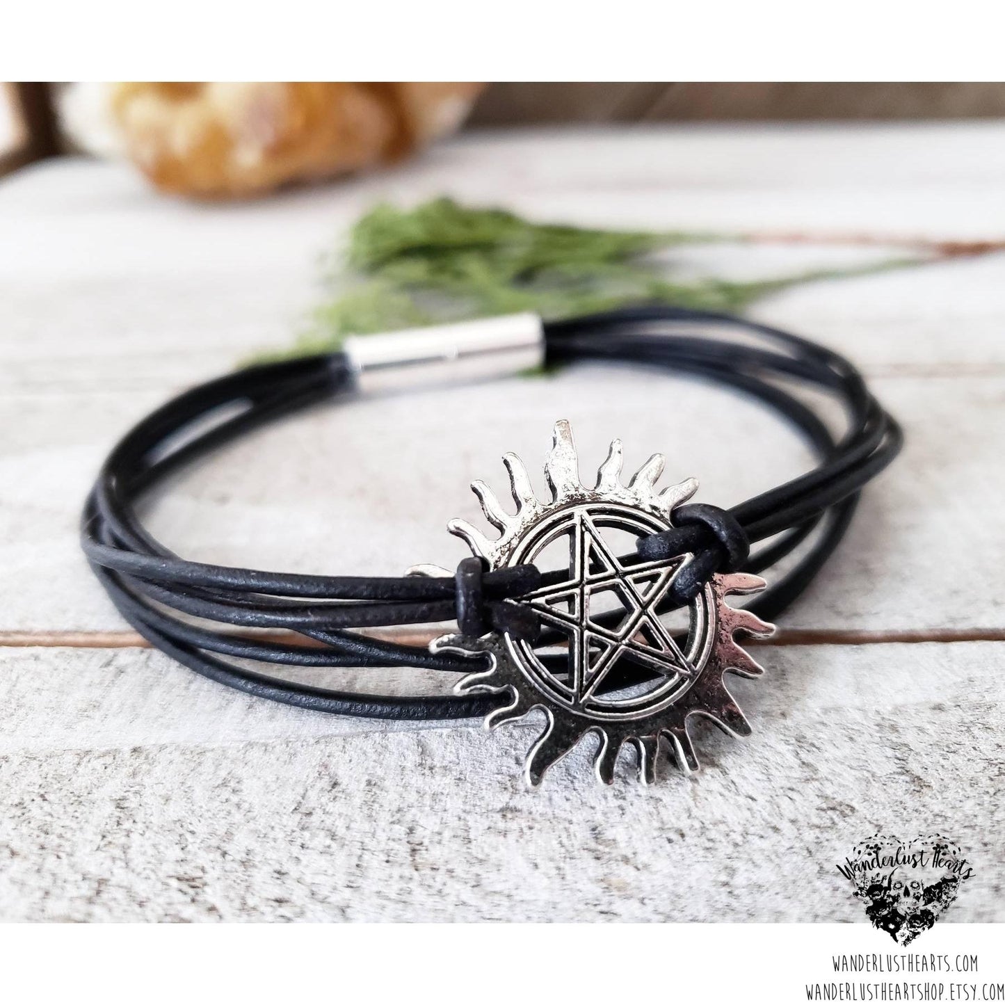 Supernatural anti-possession sigil leather bracelet-Wanderlust Hearts