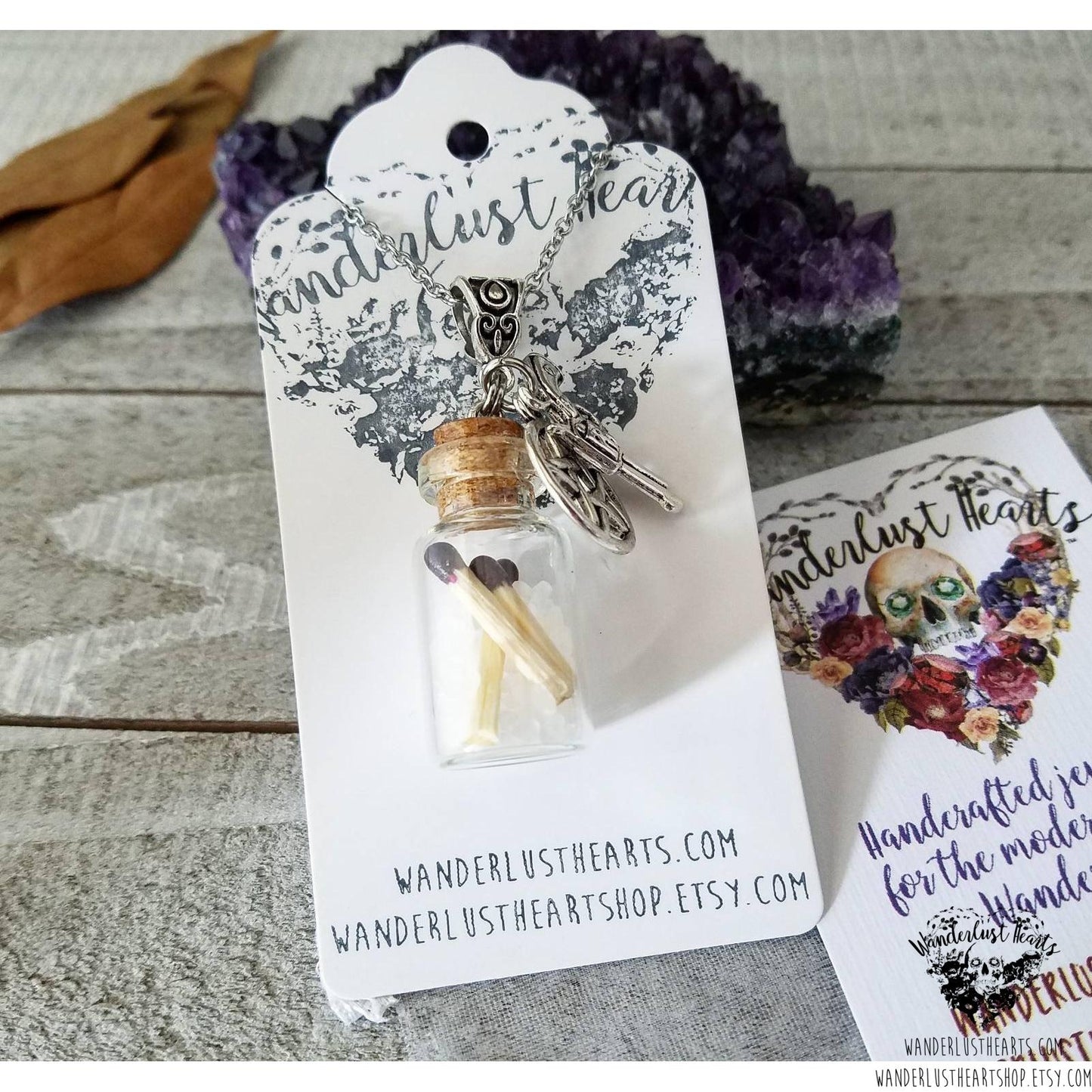 Supernatural Salt & Burn vial necklace-Wanderlust Hearts