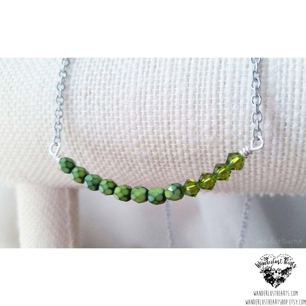 Swarovski crystal Snake print bar necklace-Wanderlust Hearts