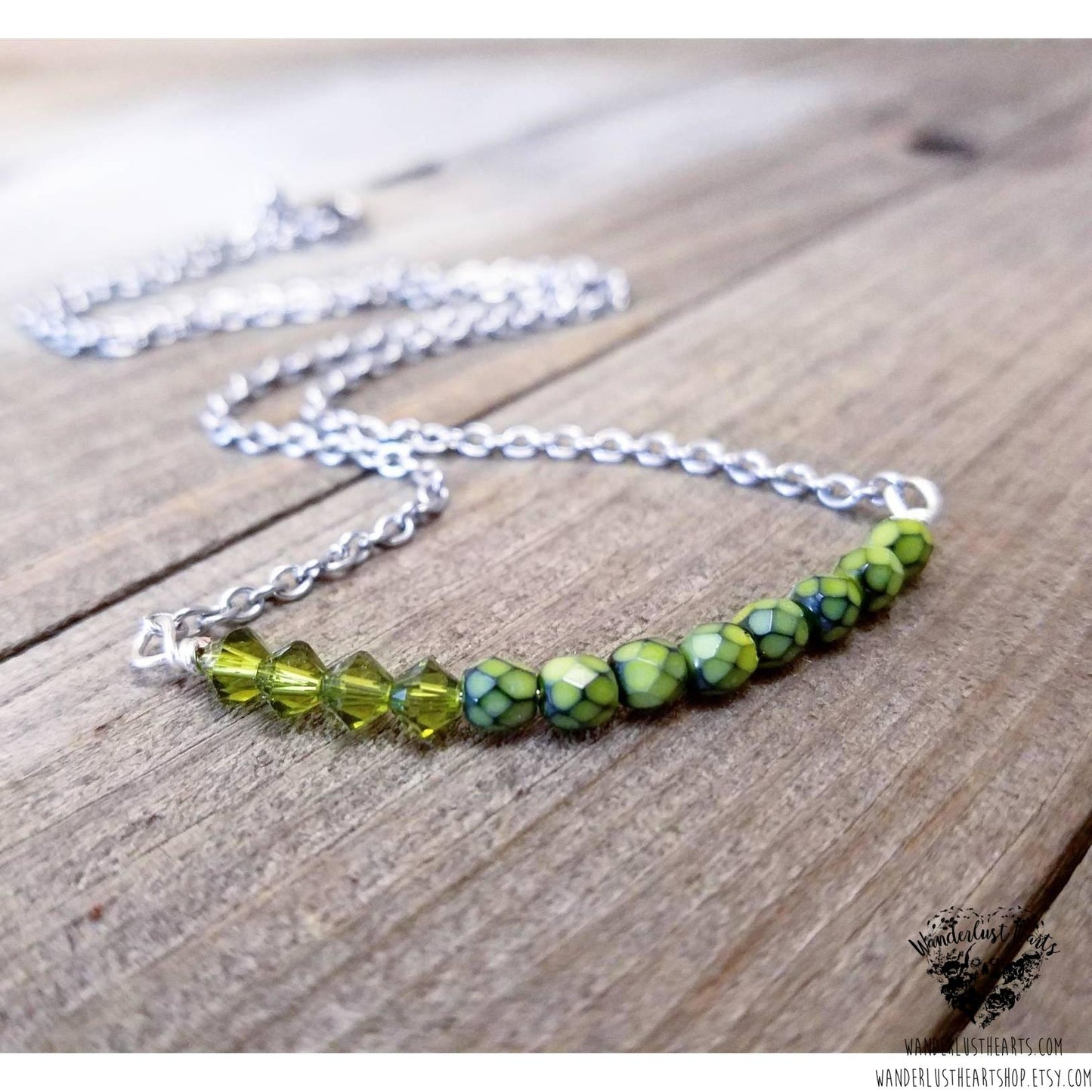 Swarovski crystal Snake print bar necklace-Wanderlust Hearts