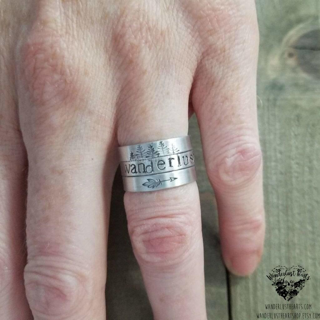 Wanderlust Stamped stacking rings-Wanderlust Hearts