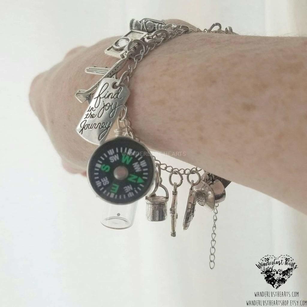 Wanderlust Travel charm bracelet-Wanderlust Hearts