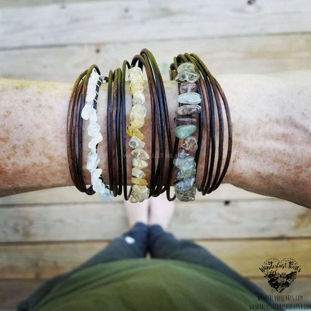 Water Sapphire leather bracelet-Wanderlust Hearts