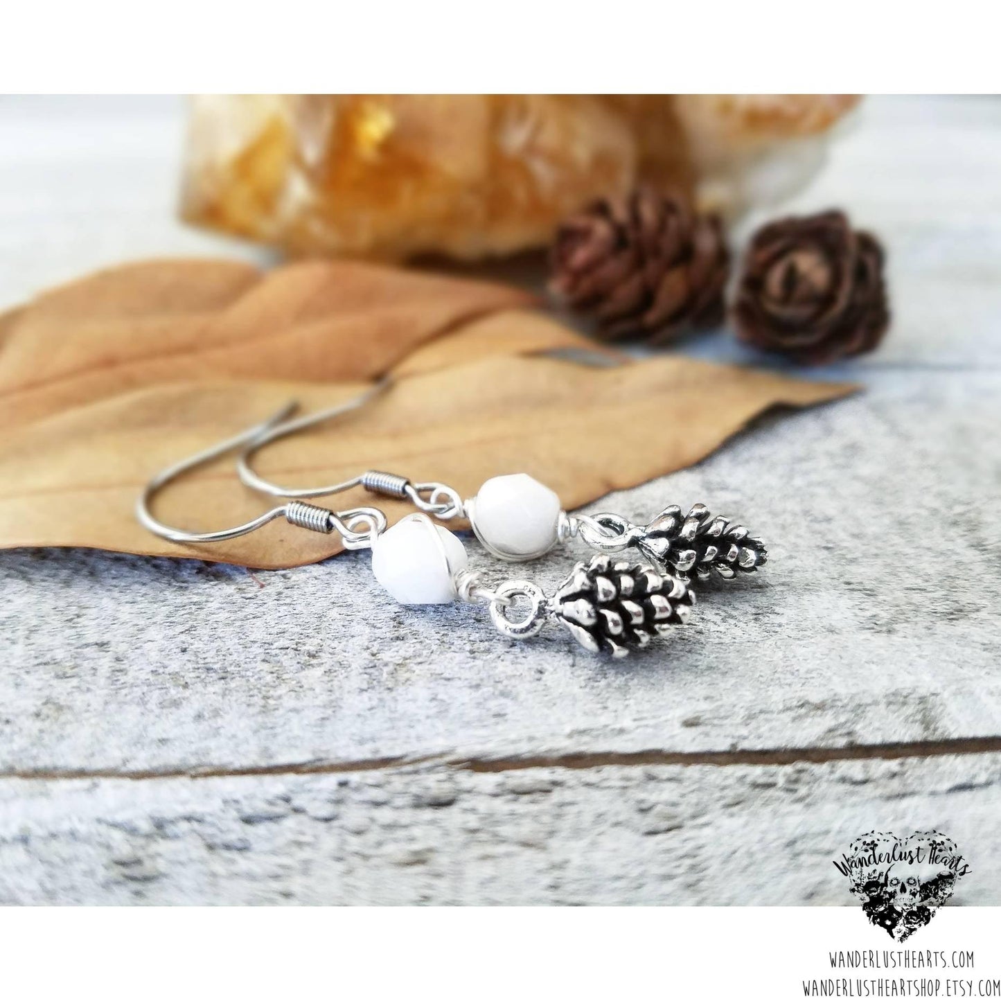 Winter Pinecone earrings-Wanderlust Hearts