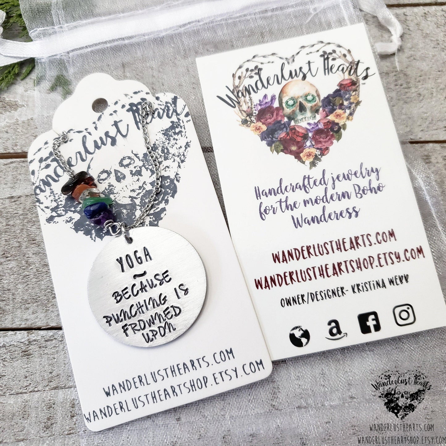 Yoga because punching is frowned upon necklace-Wanderlust Hearts