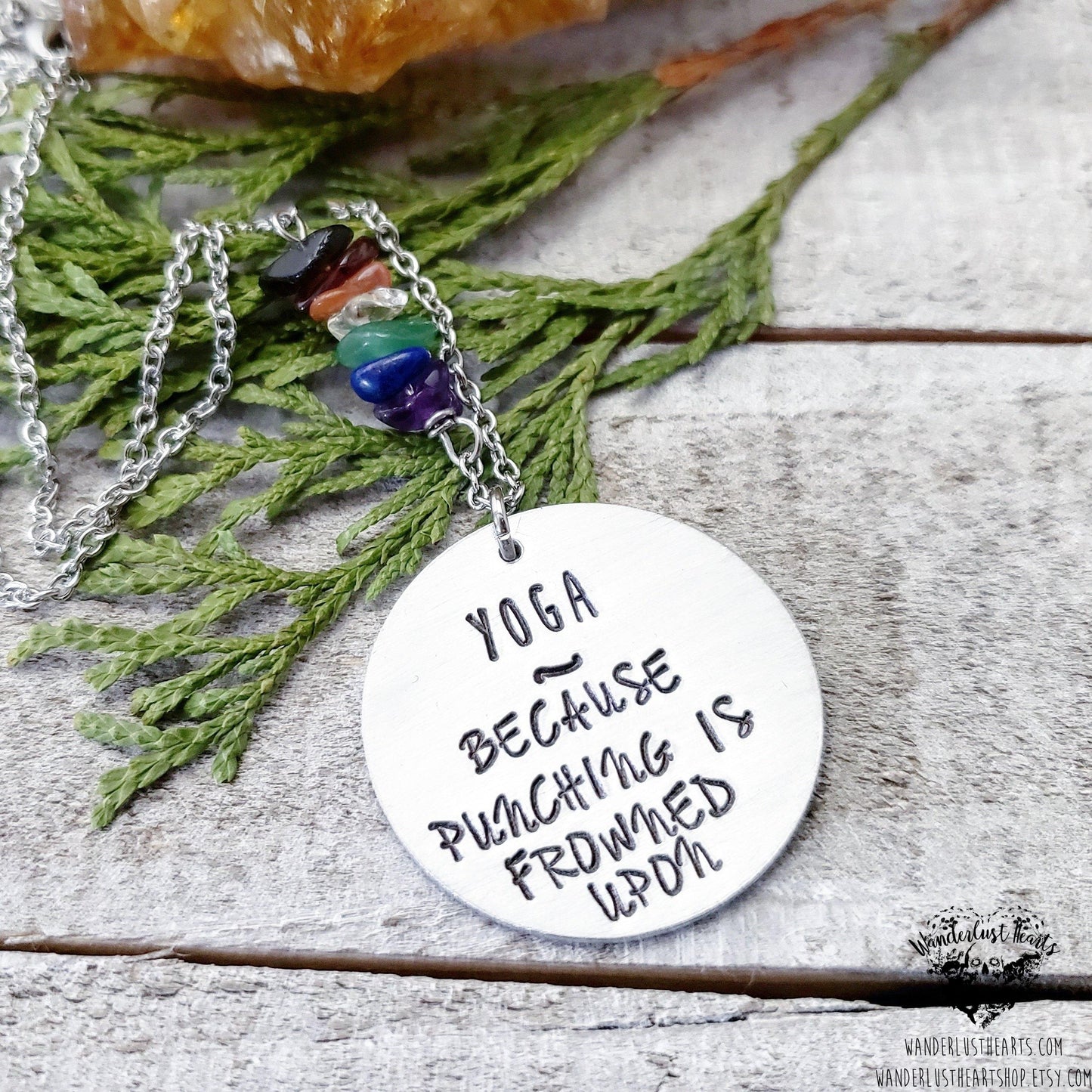 Yoga because punching is frowned upon necklace-Wanderlust Hearts
