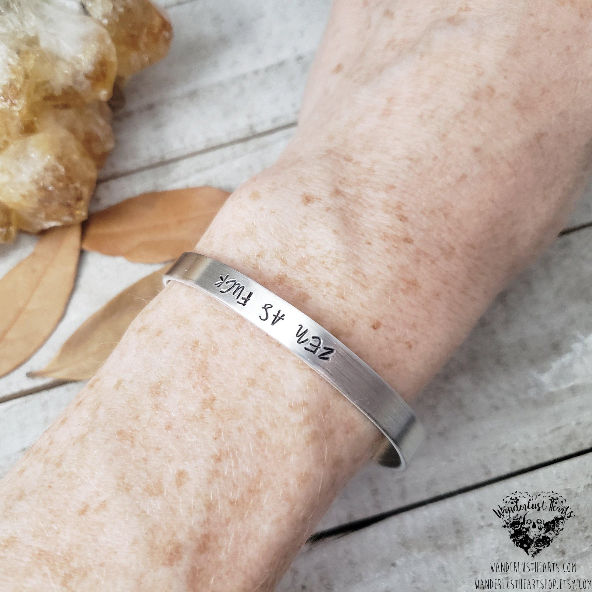 Zen As Fck stamped cuff bracelet-Wanderlust Hearts