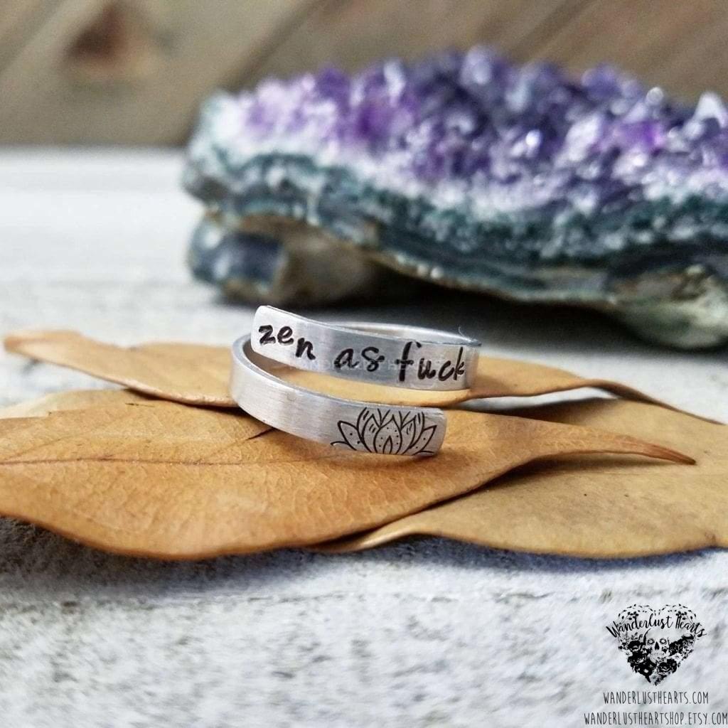 Zen as Fck stamped ring-Wanderlust Hearts