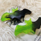 Toxic green goth bat hairclips 2PC set