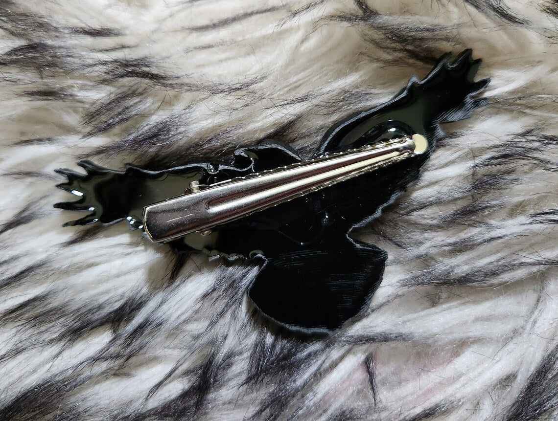 Goth raven hairlcip barrette