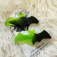 Toxic green goth bat hairclips 2PC set