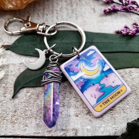Moon tarot card keychain