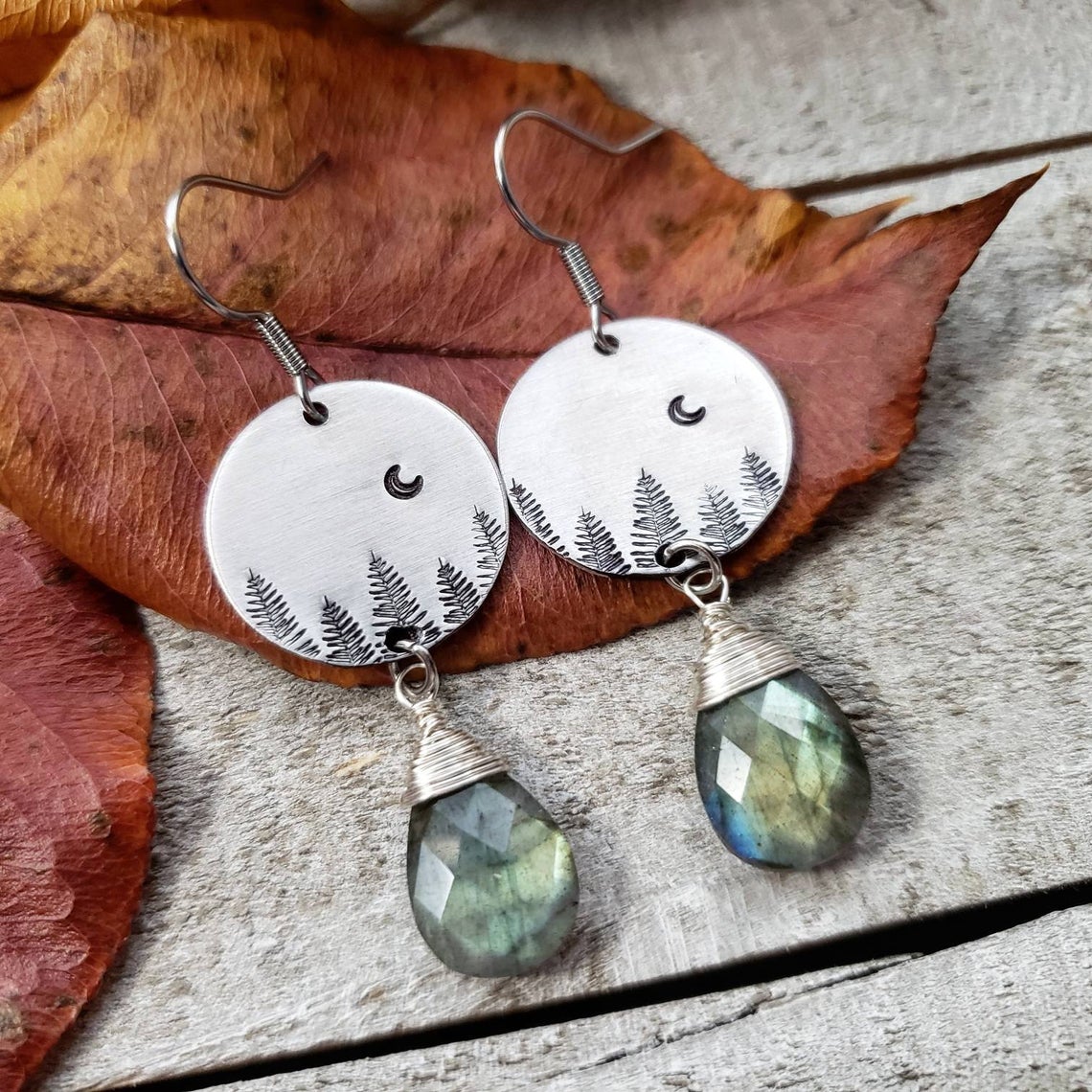 Nature forest Labradorite earrings