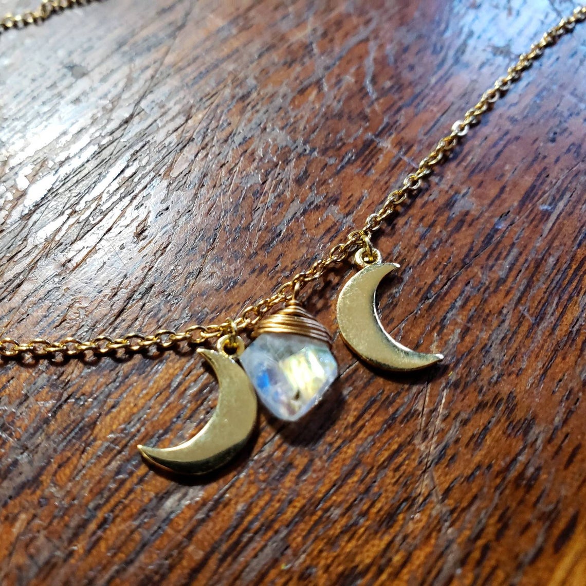 Gold Moon phase necklace