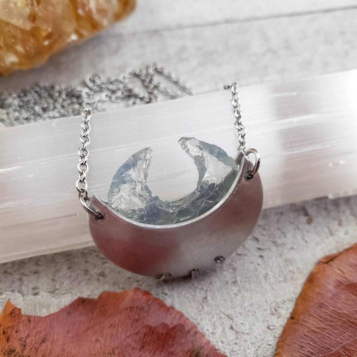 Opalite Moon shield necklace