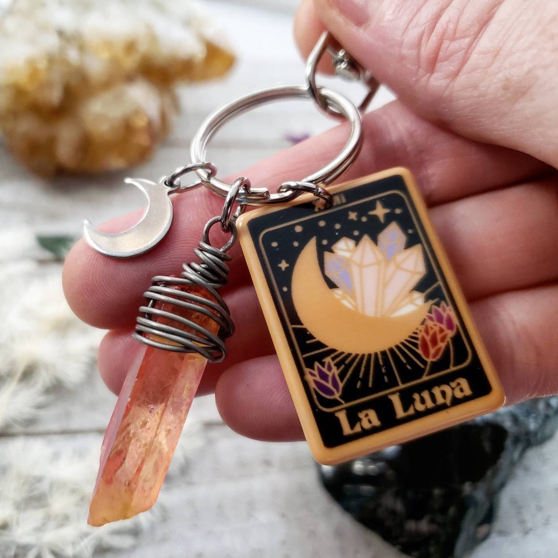 Luna Tarot charm keychain