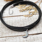 Moon charm black choker necklace