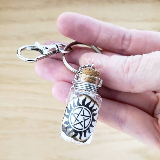 Supernatural anti possession salt bottle bag charm keychain