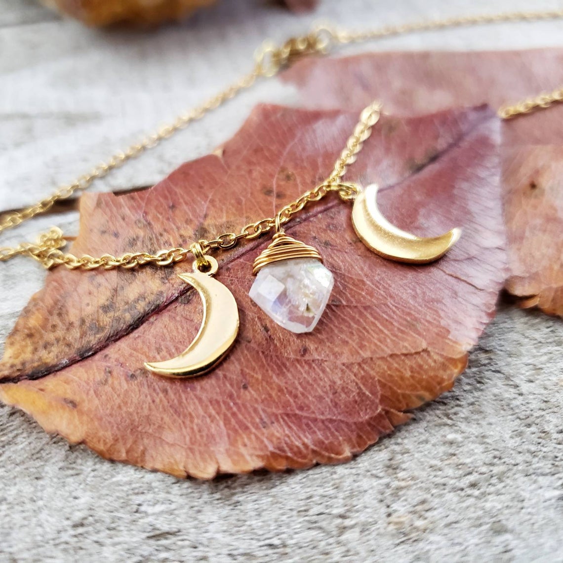 Gold Moon phase necklace