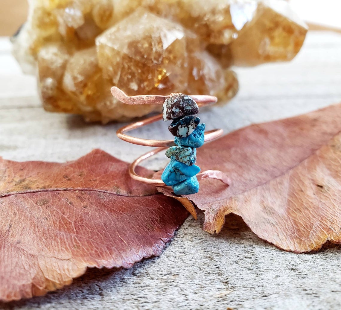 Turquoise stone copper ring