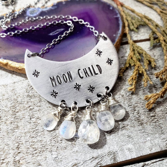 Moon child shield necklace
