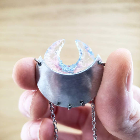Opalite Moon shield necklace