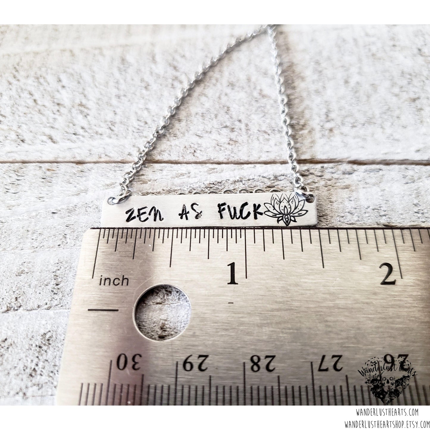 Zen as Fuck stamped bar necklace
